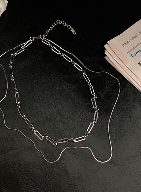 2022 Trendy Stainless stee Double layer Long Chain Necklace