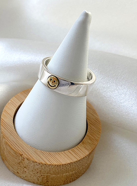 INS Retro Smile Face Ring Female Smile Ring Student Open