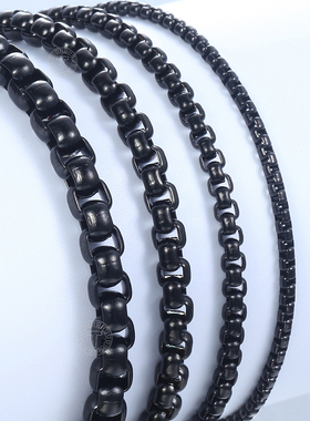 Men's Women's Black Stainless Steel Bracelet Box Chain