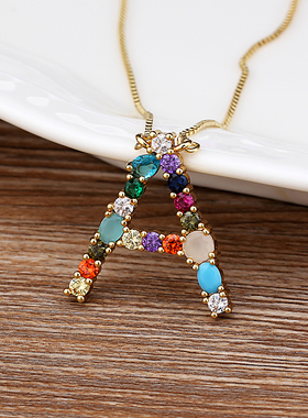High Quality Women Girl Initial Letter Necklace Gold 26