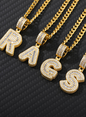 Bling Savage Initial Letters Necklace for Women Stainless