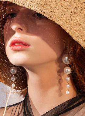 Exquisite Simulated Pearl Stud Earrings Fashion Long