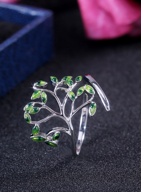 Live Tree Shaped Cocktail Party Women Ring Fresh Stylish