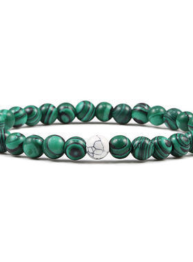 6mm Malachite Stone Bracelet Classic Natural Bead Men