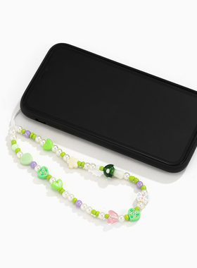 2021 New Ins Trendy Colorful Beads Chain Mobile Phone Chain