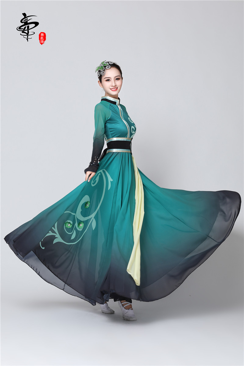 舞裁缝旗舰店少数民族蒙古舞蹈演出服装大摆裙蒙族舞长款表演服火热的萨日朗2