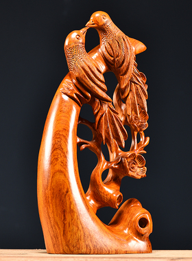 花梨木喜上眉梢摆件办公室装饰品