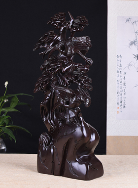黑檀木质玄关松鹤延年生日送礼