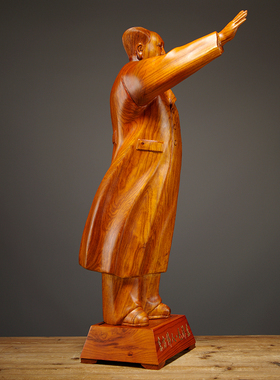 花梨木挥手毛主席办公室工艺品