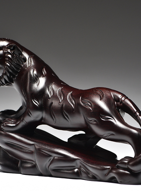 黑檀木雕中式老虎摆件装饰礼品