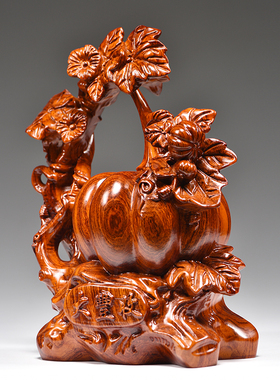 雅造花梨木南瓜摆件商铺开业礼品