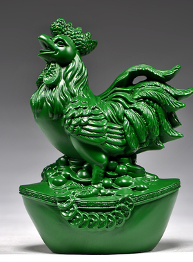 绿色木雕十二生肖摆件整套工艺品