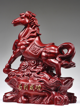 实木红色木马摆件装饰大马工艺品