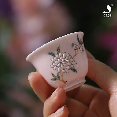 大鱼美器陶瓷手工茶壶粉红梨形壶景德镇功夫小梨壶女士泡茶壶茶具 - 图2