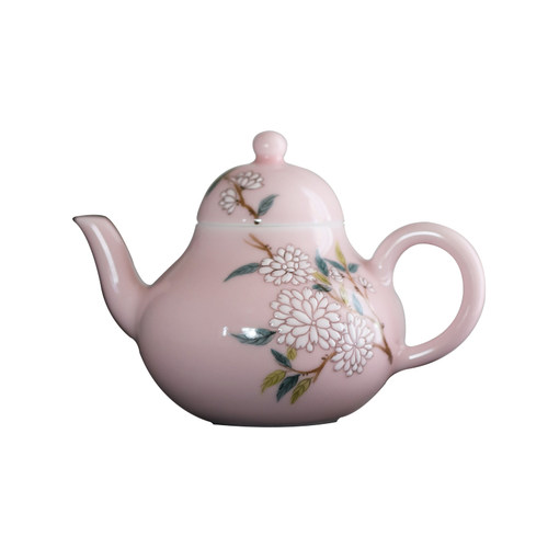 大鱼美器陶瓷手工茶壶粉红梨形壶景德镇功夫小梨壶女士泡茶壶茶具 - 图3