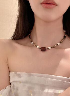 波西米亚项链民族风项链蝴蝶短款民族风饰品复古风美拉德配饰拼接