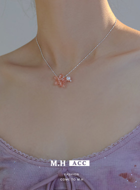 韩系简约ins超仙琉璃花朵项链女款小众设计精致百搭高级感锁骨链