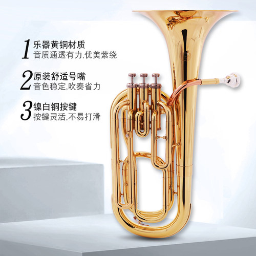 未诺立键次中音号乐器降B调抱号巴里东初学演奏考级乐队VTB-E100 - 图1