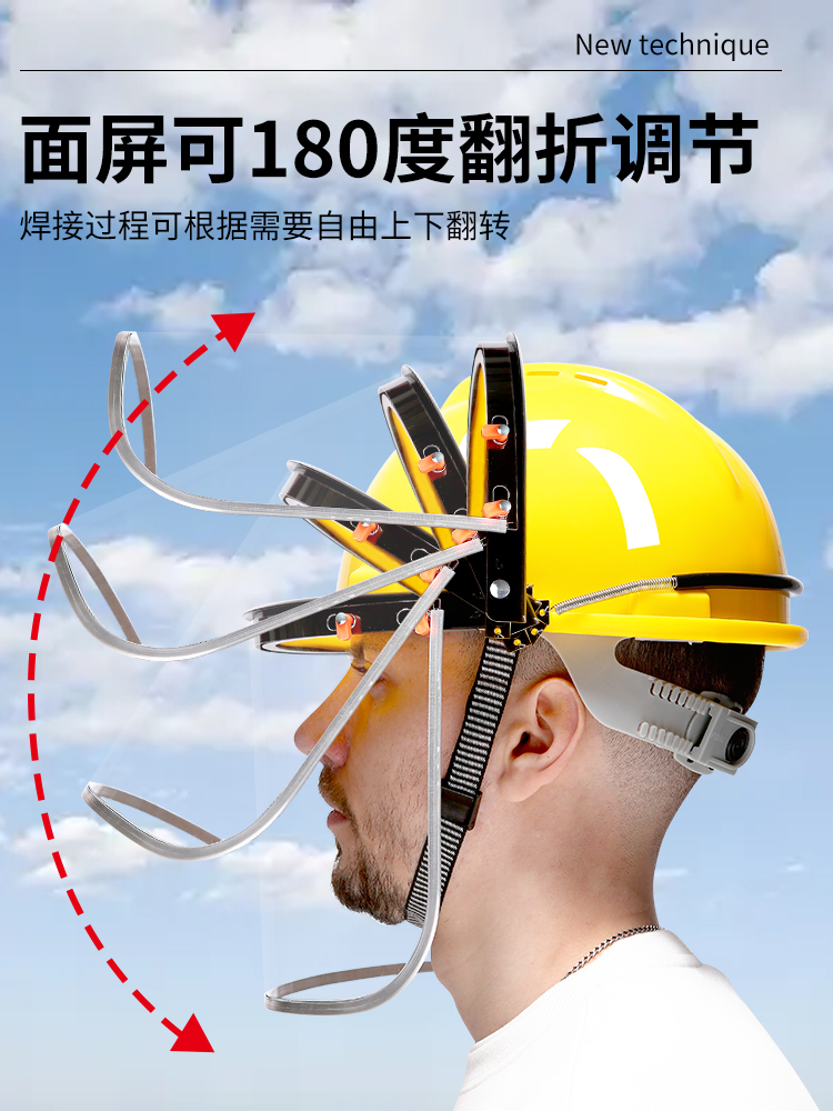 专业电焊眼镜防护罩便携安全帽焊工专用防护高级护全脸头戴式面具-图2