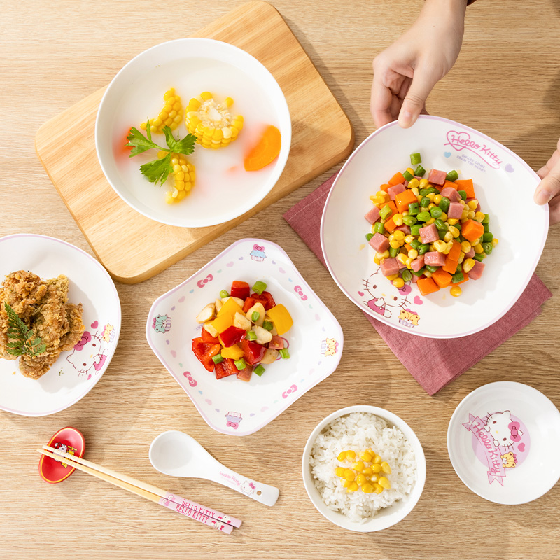 hellokitty陶瓷米饭碗盘子ins风家用网红餐具可爱少女心日式餐具 - 图0