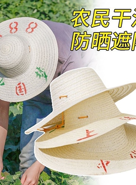 种田帽子夏季防晒草帽干农活遮阳