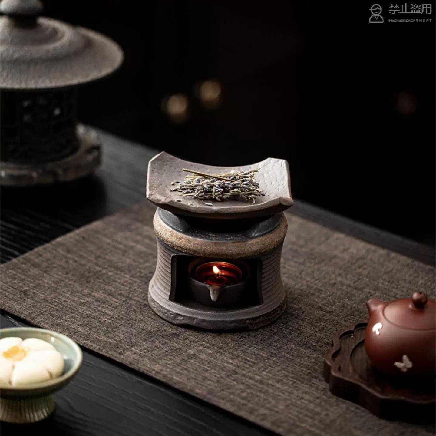瓦片熏香炉 手作日式粗陶香薰壁炉蜡烛加热底座鼠尾草雪松家用氛,淘宝优惠券,粉丝福利购,淘宝优惠卷