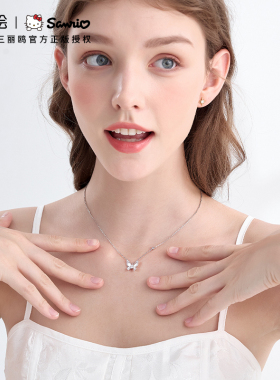 潮色绘925银蝴蝶项链女防过敏