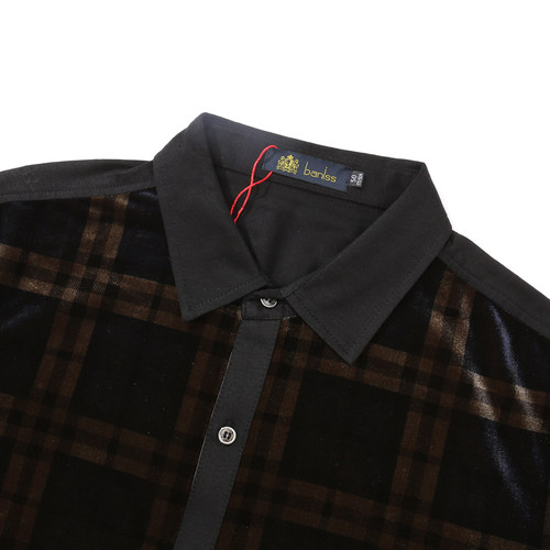 AB1426邦纳男春秋稍厚长袖衬衫 休闲商务上衣 黑褐色 时尚都市 - 图0