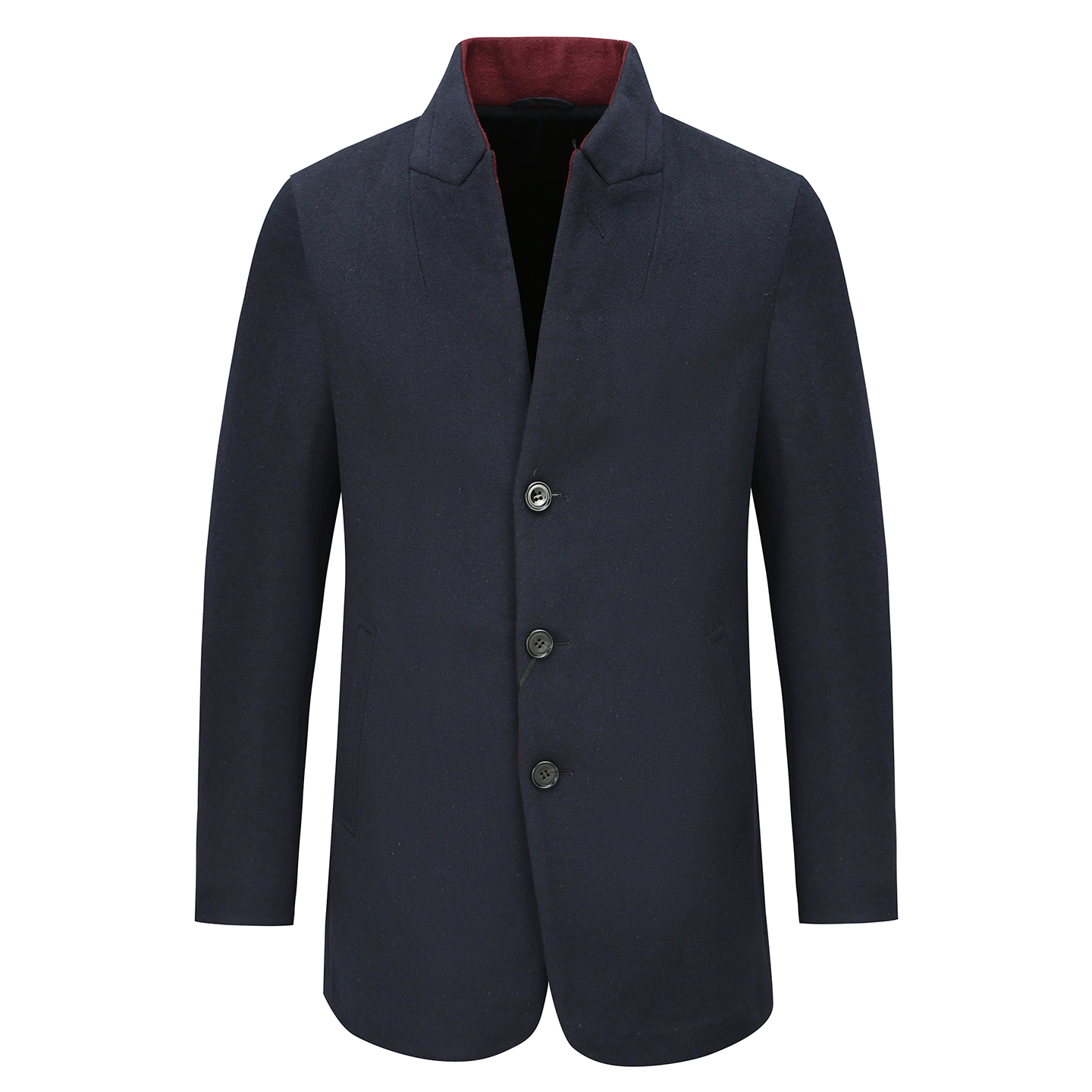 AB1578歌秋冬男式毛呢大衣 山羊绒直排扣保暖防风外套 藏蓝色 - 图3