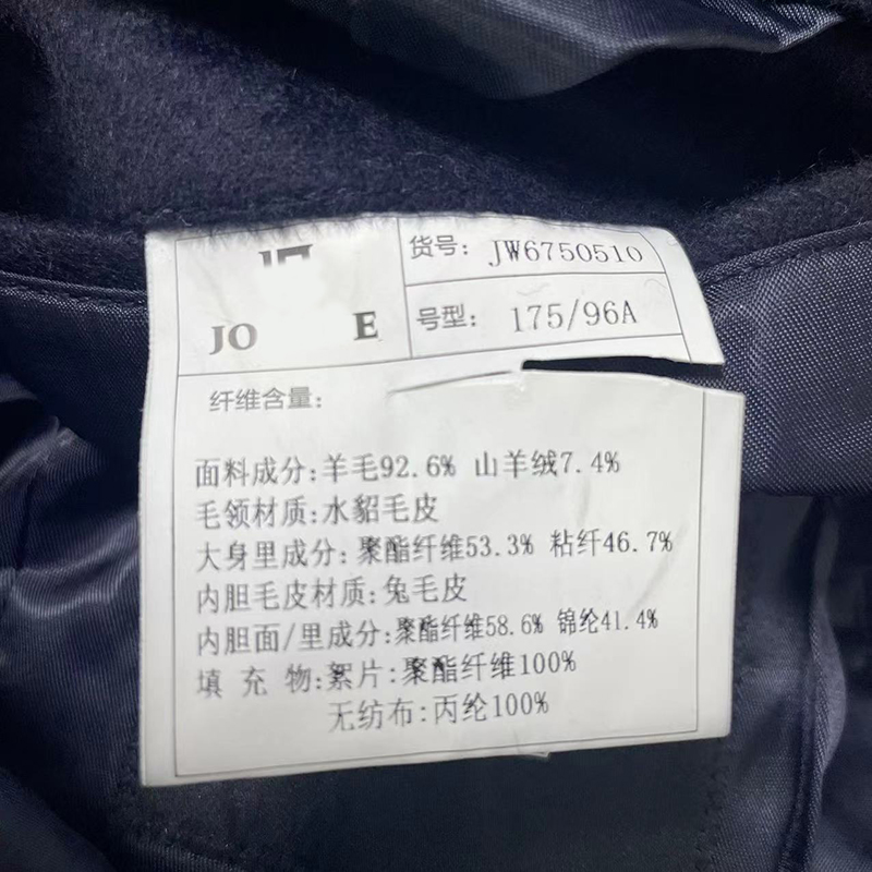 Q1644九牌冬季男式尼克服 山羊绒水貂毛领兔毛皮胆休闲保暖外套 - 图2