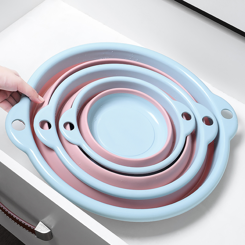 拼色折叠脸盆家用小号便携式旅行塑料盆加厚耐用大号洗脸盆实用 - 图1