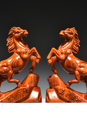 木马摆件木雕刻黄花梨实木头木质十二生肖马到成功装饰红木工艺品