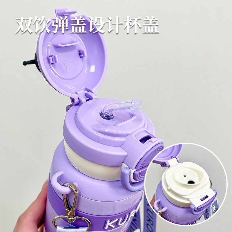 日本MUJIC三丽鸥学生保温杯女生水杯便携杯儿童吸管杯带公仔杯子 - 图0