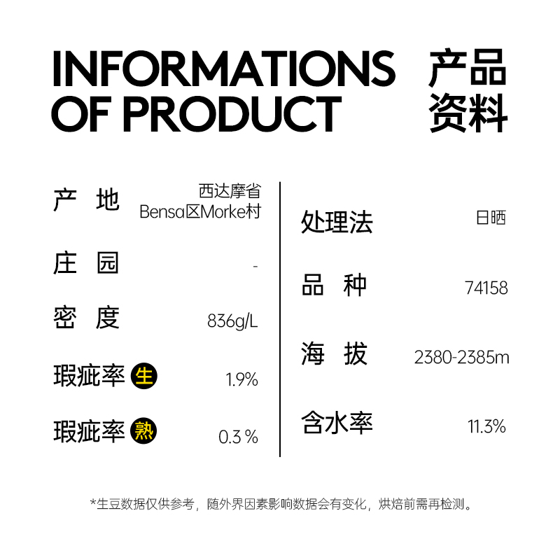 西达摩班莎Morke日晒G1 印格23年埃塞俄比亚74158进口咖啡生豆1KG - 图1