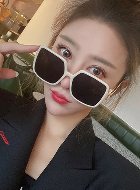 白色大框墨镜女夏防紫外线遮阳圆脸显瘦时尚偏光太阳镜网红街拍潮