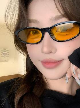 橘黄色太阳镜凹造型遮阳百搭