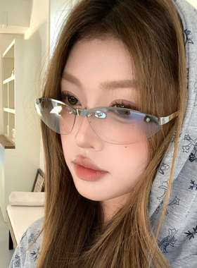 美式无框素颜太阳镜女潮