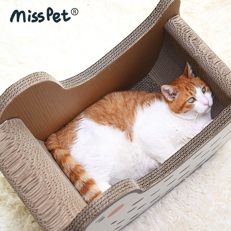 月饼喵│MISSPET冬款猫窝鹅小囧猫抓板猫玩具瓦楞纸猫咪磨爪猫床 - 图2