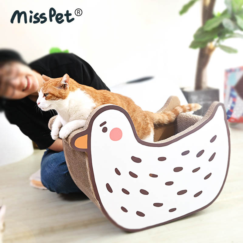 月饼喵│MISSPET冬款猫窝鹅小囧猫抓板猫玩具瓦楞纸猫咪磨爪猫床 - 图1