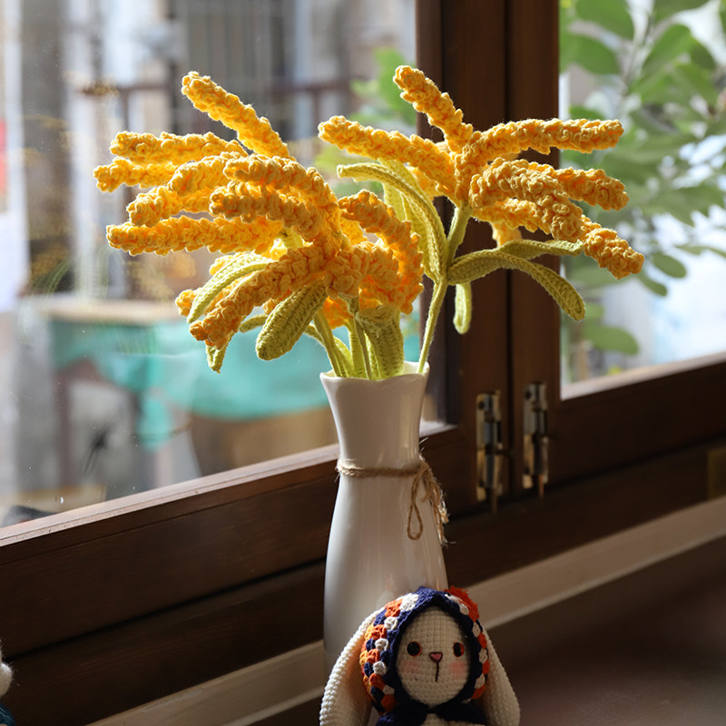 手工DIY编织黄金麦穗钩针假花毛线仿真大麦花束自制开业招财礼物,淘宝优惠券,粉丝福利购,淘宝优惠卷