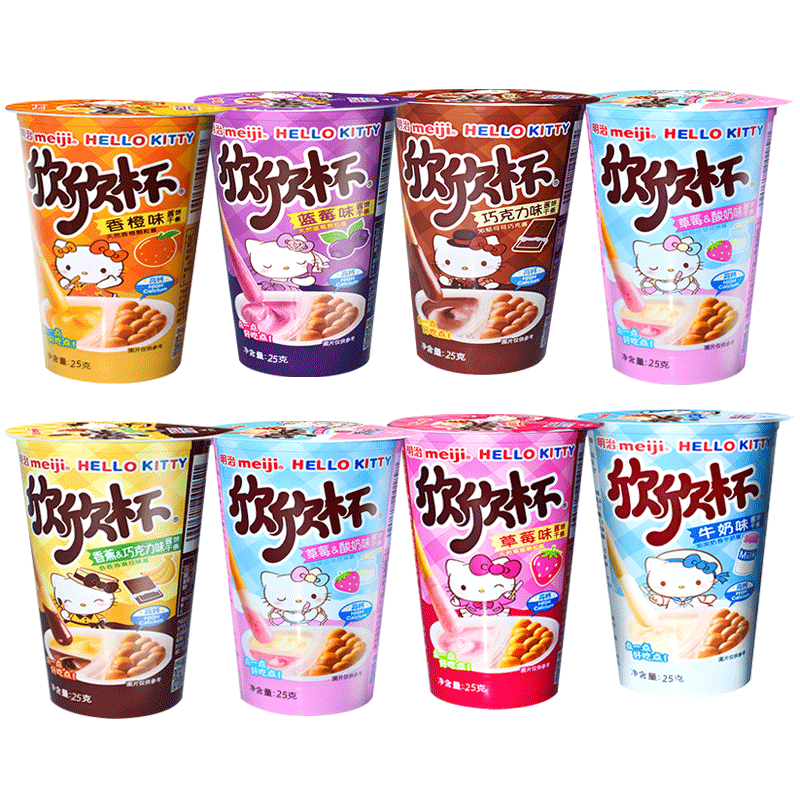 meiji明治欣欣杯蘸酱手指饼干条巧克力草莓牛奶味25g儿童沾沾零食 - 图0