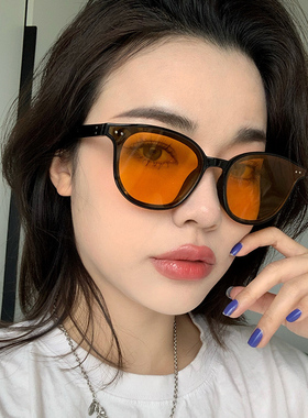 墨镜海边防晒黄色小框时尚太阳镜