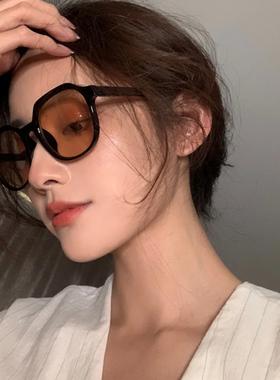 速发墨线镜025新款潮夏海边茶色防紫外2复古时尚太镜大脸
