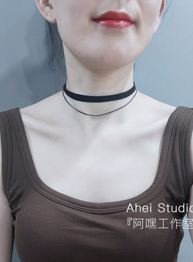 消失的她倪妮同款项链双层短款颈链choker配饰简约锁骨链chocker