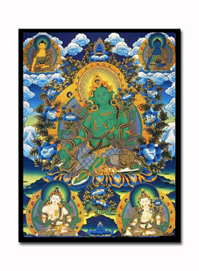 数字油画diy填充民族绘画艺术唐卡绿度母菩萨佛像填色涂色装饰画