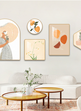 速发简约厅客装饰画沙发背景墙挂画小馨新创意组合画温清壁画