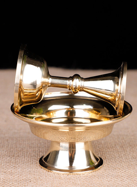 藏传黄铜护法杯供杯 圣水杯抛光光面护法盘家居大中小多款可选
