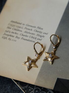 VNJEWELRY复古五角星耳钉