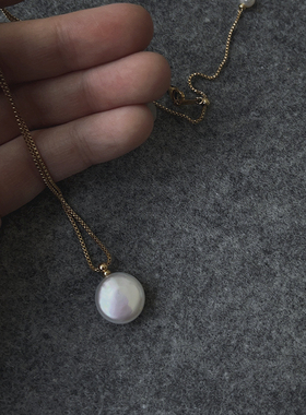 叠戴淡水珍珠纽扣巴洛克项链