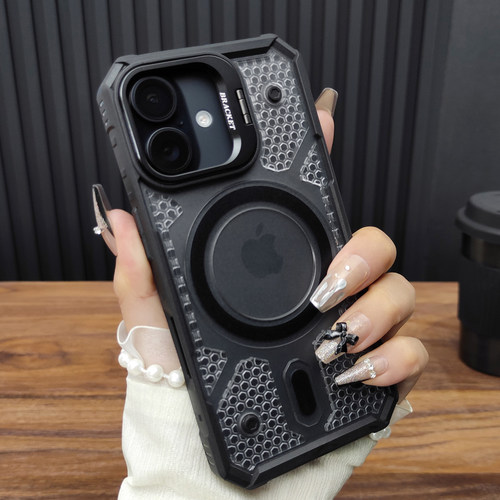 适用苹果16ProMax手机壳iPhone15合金折叠支架14磁吸充电13防滑磨砂气囊防摔硅胶保护套简约D61 - 图2